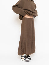 Load image into Gallery viewer, Vintage x Brown Crinkled Silk-blend Maxi Skirt (S, M)