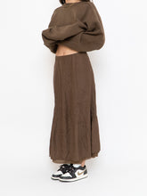 Load image into Gallery viewer, Vintage x Brown Crinkled Silk-blend Maxi Skirt (S, M)