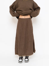 Load image into Gallery viewer, Vintage x Brown Crinkled Silk-blend Maxi Skirt (S, M)