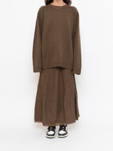 Load image into Gallery viewer, Vintage x Brown Crinkled Silk-blend Maxi Skirt (S, M)
