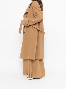 Vintage x Made in Italy x Camel Wool Belted Trench Coat (XS-M)
