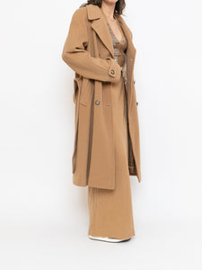 Vintage x Made in Italy x Camel Wool Belted Trench Coat (XS-M)