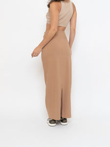 Vintage x Beige Bodycon Maxi Skirt (M, L)