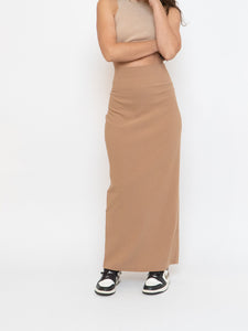 Vintage x Beige Bodycon Maxi Skirt (M, L)