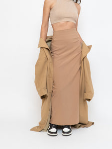 Vintage x Beige Bodycon Maxi Skirt (M, L)