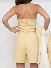 Load image into Gallery viewer, Babaton Pale Yellow Faux Leather Tube Top (
