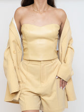 Load image into Gallery viewer, Babaton Pale Yellow Faux Leather Tube Top (