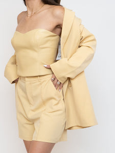 Babaton Pale Yellow Faux Leather Tube Top (