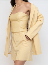 Load image into Gallery viewer, Babaton Pale Yellow Faux Leather Tube Top (