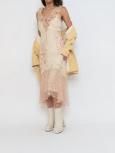 Load image into Gallery viewer, Vintage x Pale Yellow Floral Chiffon Dress (M, L)
