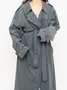 Vintage x Dark Green/Grey Soft Faux-Suede Trench (M-XL)