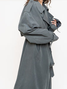 Vintage x Dark Green/Grey Soft Faux-Suede Trench (M-XL)