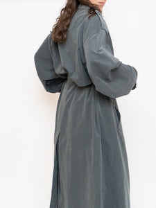Vintage x Dark Green/Grey Soft Faux-Suede Trench (M-XL)