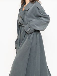 Vintage x Dark Green/Grey Soft Faux-Suede Trench (M-XL)