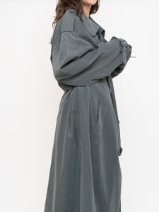 Vintage x Dark Green/Grey Soft Faux-Suede Trench (M-XL)