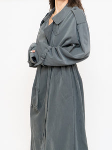 Vintage x Dark Green/Grey Soft Faux-Suede Trench (M-XL)