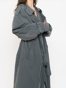 Vintage x Dark Green/Grey Soft Faux-Suede Trench (M-XL)