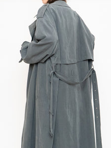 Vintage x Dark Green/Grey Soft Faux-Suede Trench (M-XL)