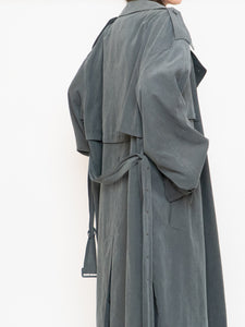 Vintage x Dark Green/Grey Soft Faux-Suede Trench (M-XL)
