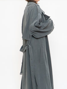 Vintage x Dark Green/Grey Soft Faux-Suede Trench (M-XL)