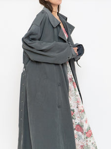 Vintage x Dark Green/Grey Soft Faux-Suede Trench (M-XL)