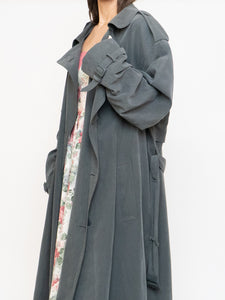 Vintage x Dark Green/Grey Soft Faux-Suede Trench (M-XL)