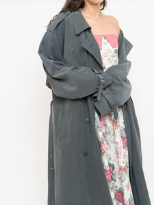 Vintage x Dark Green/Grey Soft Faux-Suede Trench (M-XL)