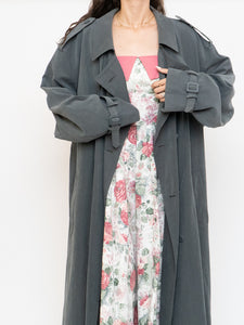 Vintage x Dark Green/Grey Soft Faux-Suede Trench (M-XL)