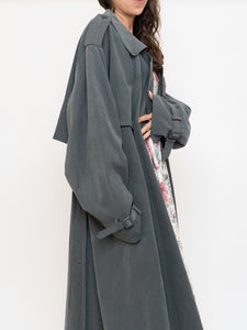 Vintage x Dark Green/Grey Soft Faux-Suede Trench (M-XL)