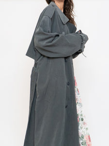 Vintage x Dark Green/Grey Soft Faux-Suede Trench (M-XL)
