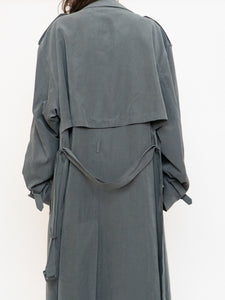 Vintage x Dark Green/Grey Soft Faux-Suede Trench (M-XL)