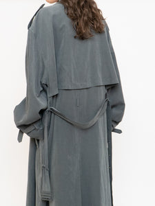 Vintage x Dark Green/Grey Soft Faux-Suede Trench (M-XL)
