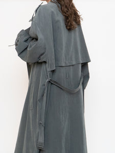 Vintage x Dark Green/Grey Soft Faux-Suede Trench (M-XL)