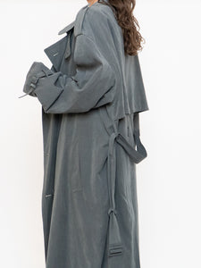 Vintage x Dark Green/Grey Soft Faux-Suede Trench (M-XL)