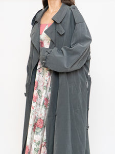 Vintage x Dark Green/Grey Soft Faux-Suede Trench (M-XL)