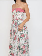 Load image into Gallery viewer, Vintage x Made in Great Britain x Strapless Rose Patterned Dress (XS, S)