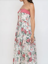Load image into Gallery viewer, Vintage x Made in Great Britain x Strapless Rose Patterned Dress (XS, S)