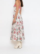 Load image into Gallery viewer, Vintage x Made in Great Britain x Strapless Rose Patterned Dress (XS, S)