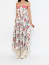 Load image into Gallery viewer, Vintage x Made in Great Britain x Strapless Rose Patterned Dress (XS, S)