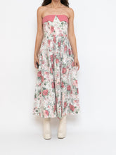 Load image into Gallery viewer, Vintage x Made in Great Britain x Strapless Rose Patterned Dress (XS, S)