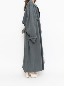 Vintage x Dark Green/Grey Soft Faux-Suede Trench (M-XL)