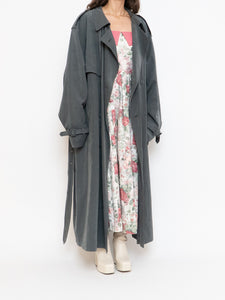 Vintage x Dark Green/Grey Soft Faux-Suede Trench (M-XL)