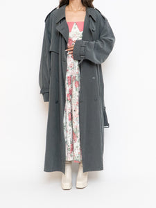 Vintage x Dark Green/Grey Soft Faux-Suede Trench (M-XL)