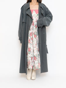Vintage x Dark Green/Grey Soft Faux-Suede Trench (M-XL)