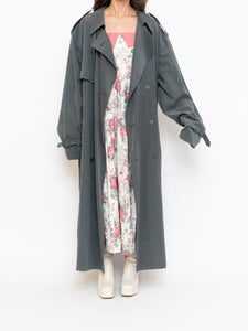 Vintage x Dark Green/Grey Soft Faux-Suede Trench (M-XL)