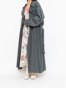 Vintage x Dark Green/Grey Soft Faux-Suede Trench (M-XL)