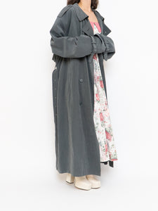 Vintage x Dark Green/Grey Soft Faux-Suede Trench (M-XL)