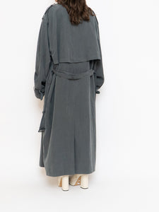 Vintage x Dark Green/Grey Soft Faux-Suede Trench (M-XL)