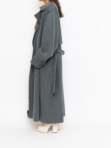 Vintage x Dark Green/Grey Soft Faux-Suede Trench (M-XL)