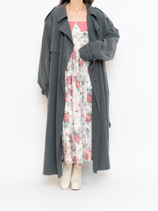 Vintage x Dark Green/Grey Soft Faux-Suede Trench (M-XL)